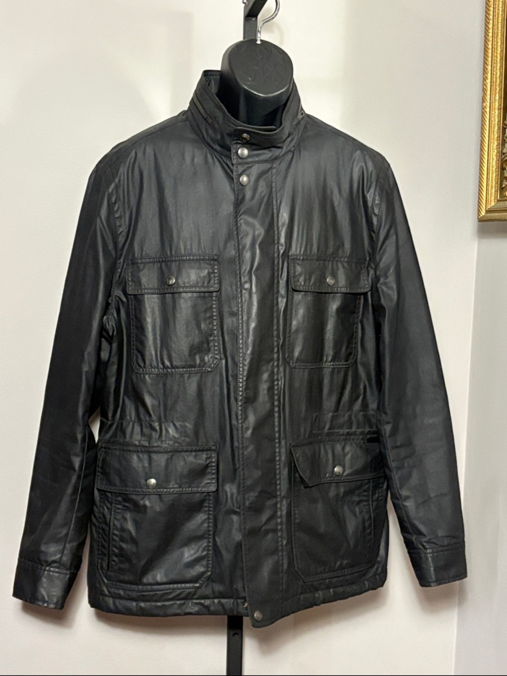 Coach Large Men's Black Waxed Cotton Military Field Jacket